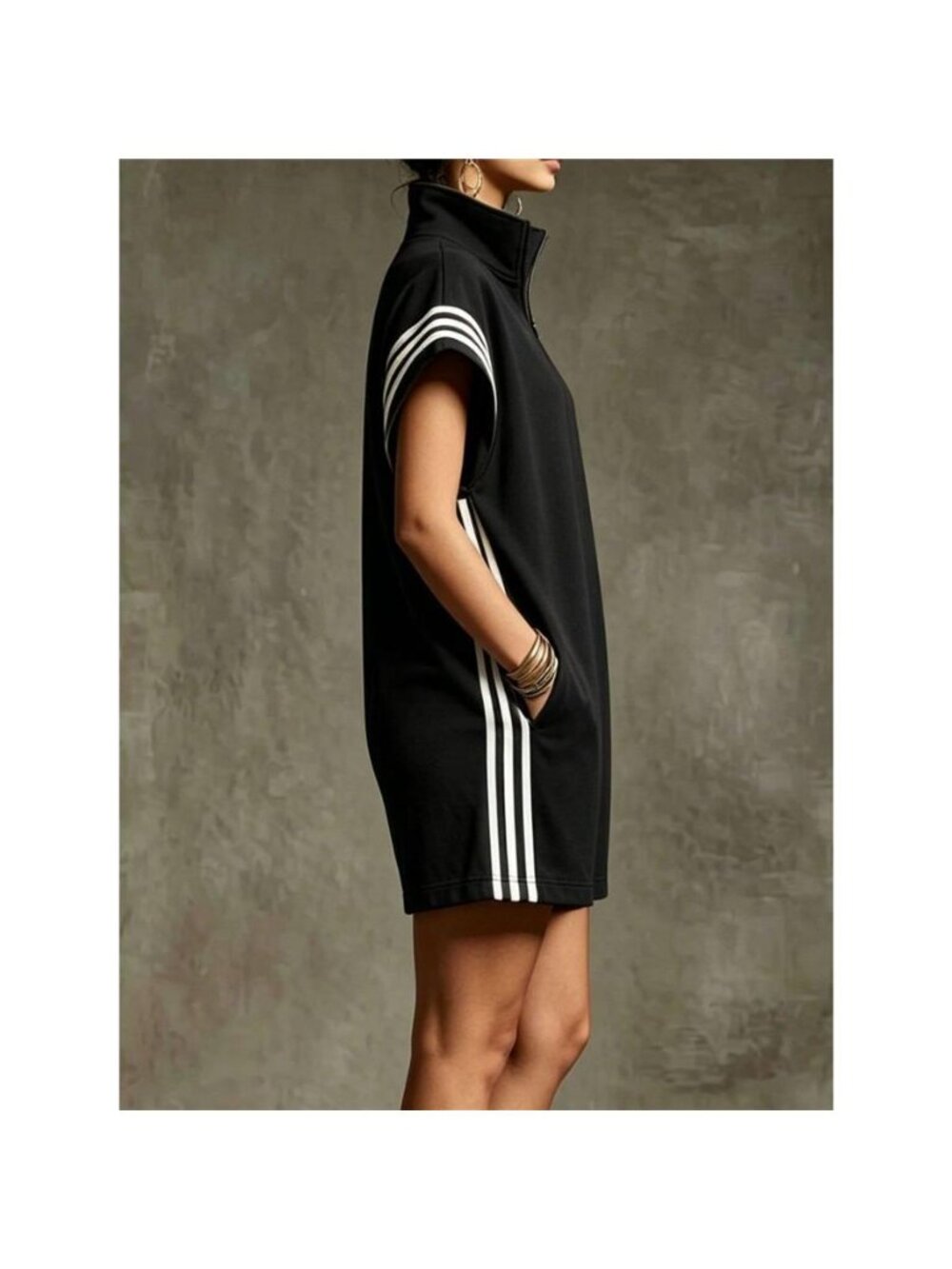 Striped Zip Front Short Sleeve Romper - Picture 2 of 15